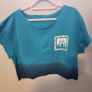 Senses Fail Tour Teal and Navy Graphic Crop Top